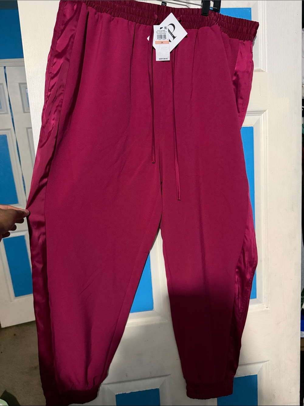 Plus-Size Drawstring Joggers in Fuchsia